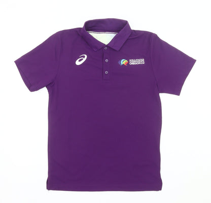 Asics Men’s Purple Polo Shirt Medium Sports Logo Oregon 22
