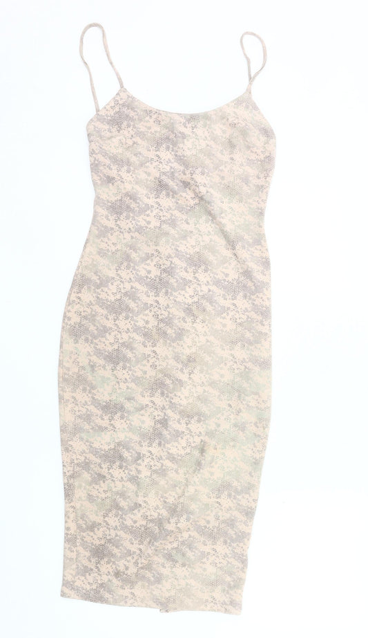 Missguided Women’s Beige Animal Print Slip Dress Size 8