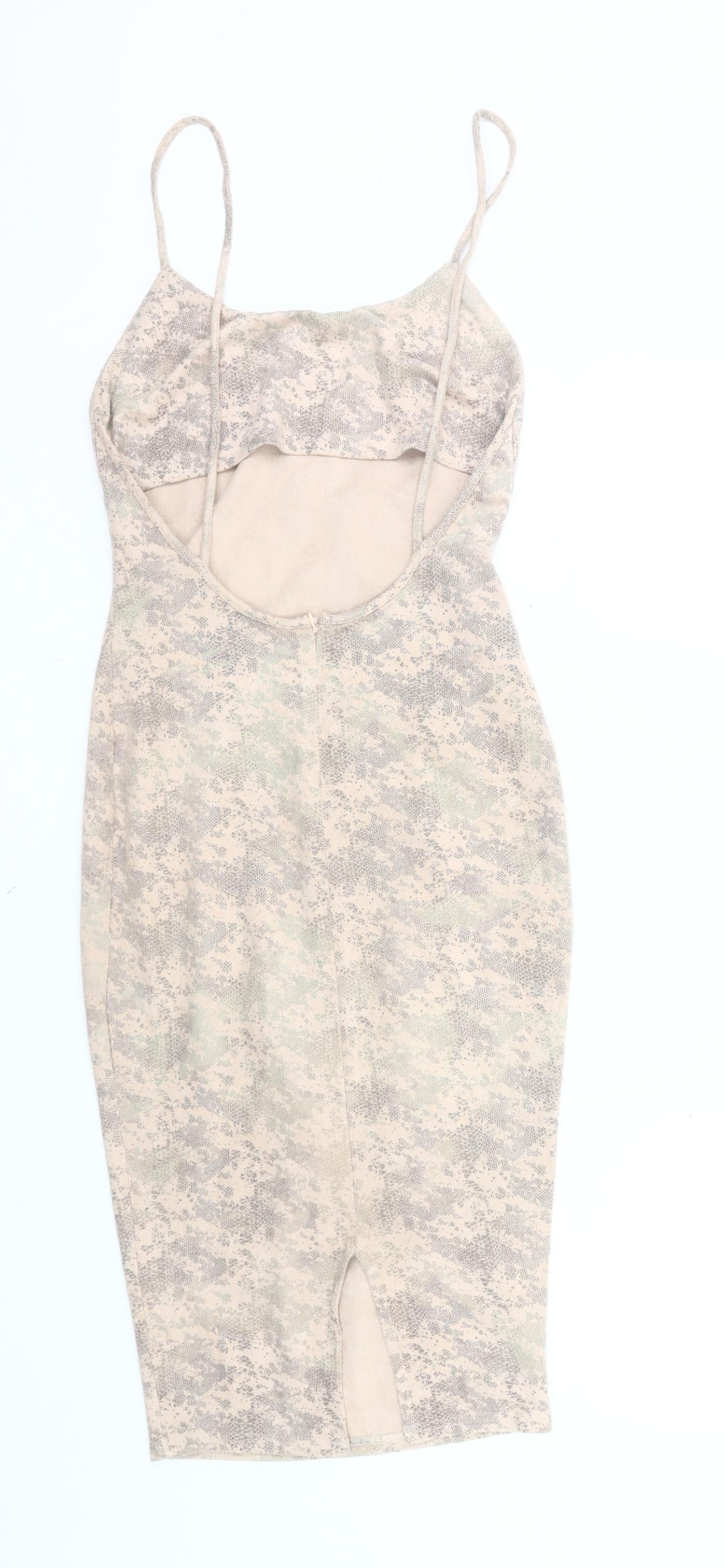 Missguided Women’s Beige Animal Print Slip Dress Size 8