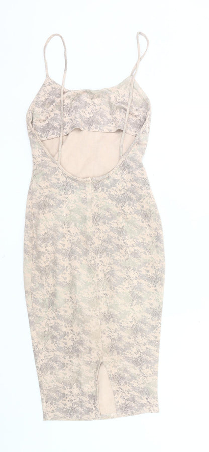 Missguided Women’s Beige Animal Print Slip Dress Size 8