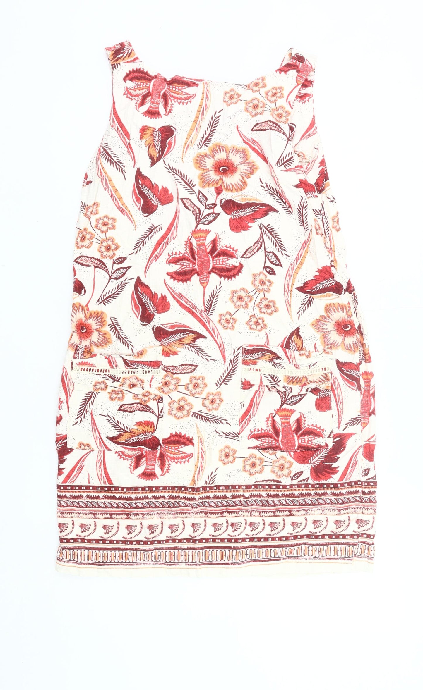 Next Womens Multicoloured Floral Shift Dress Size 10 Summer Linen Viscose