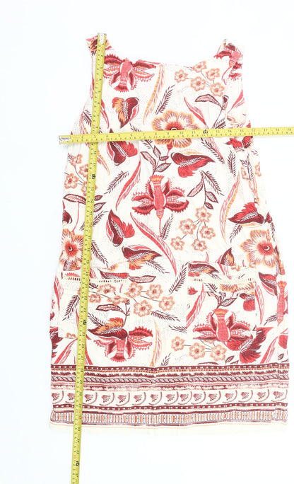 Next Womens Multicoloured Floral Shift Dress Size 10 Summer Linen Viscose