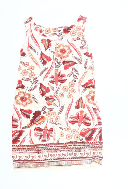 Next Womens Multicoloured Floral Shift Dress Size 10 Summer Linen Viscose