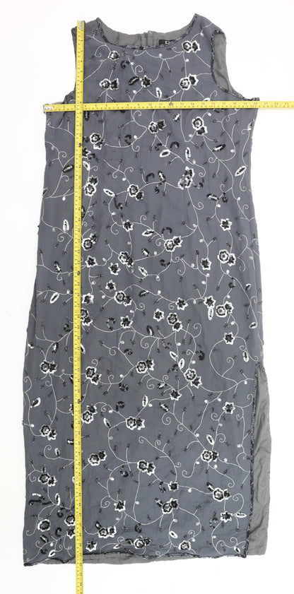 Début Women’s Grey Beaded Sequin Floral Sheath Dress Size 18