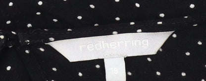 Womens UK Size 18 Red Herring Black Tunic Blouse