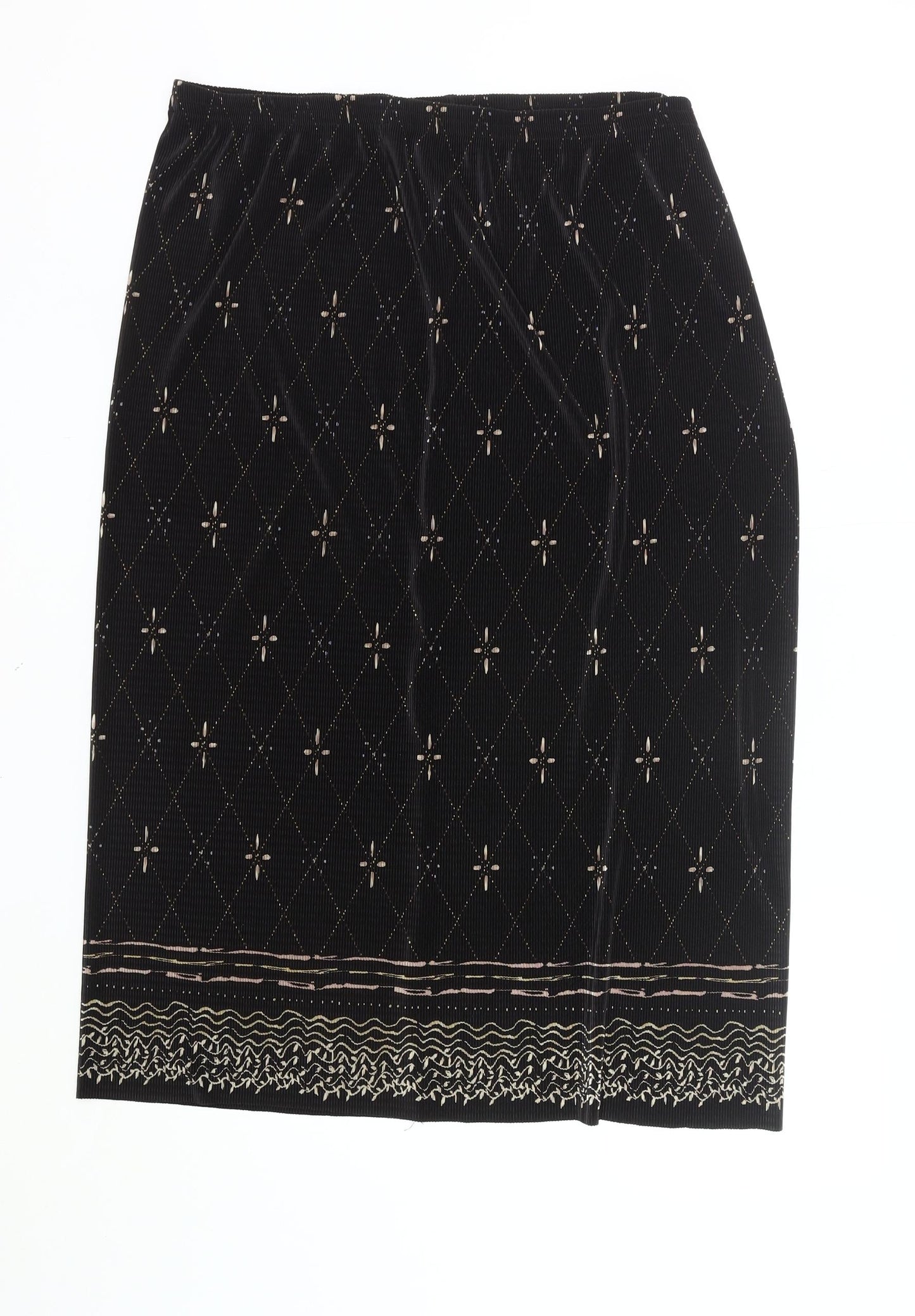 Berkertex Plus Size 22 Women’s Black Geometric Embroidered Pencil Skirt