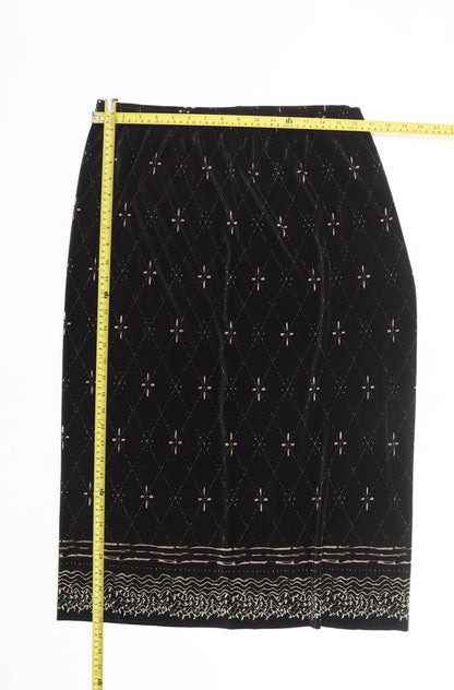 Berkertex Plus Size 22 Women’s Black Geometric Embroidered Pencil Skirt