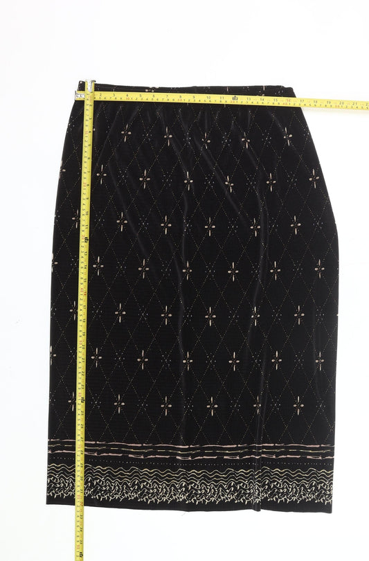 Berkertex Plus Size 22 Women’s Black Geometric Embroidered Pencil Skirt