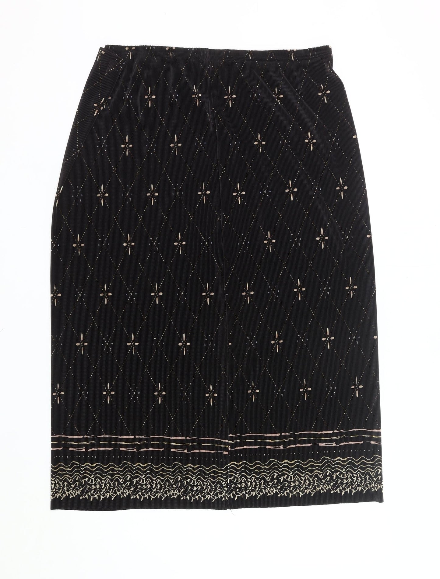 Berkertex Plus Size 22 Women’s Black Geometric Embroidered Pencil Skirt