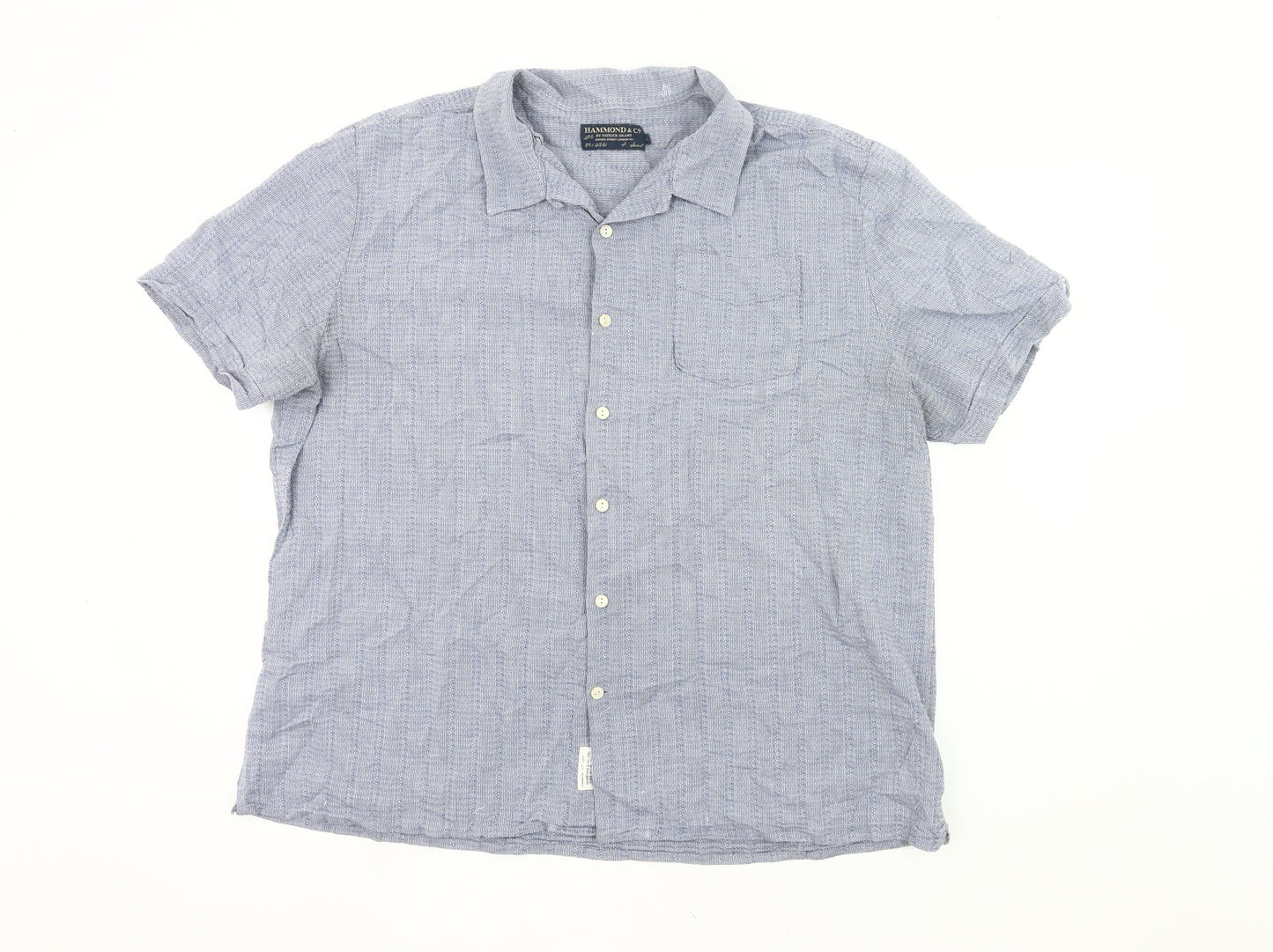 Hammond & Co Men’s Blue 2XL 50-52" Short Sleeve Cotton Button-Up Shirt