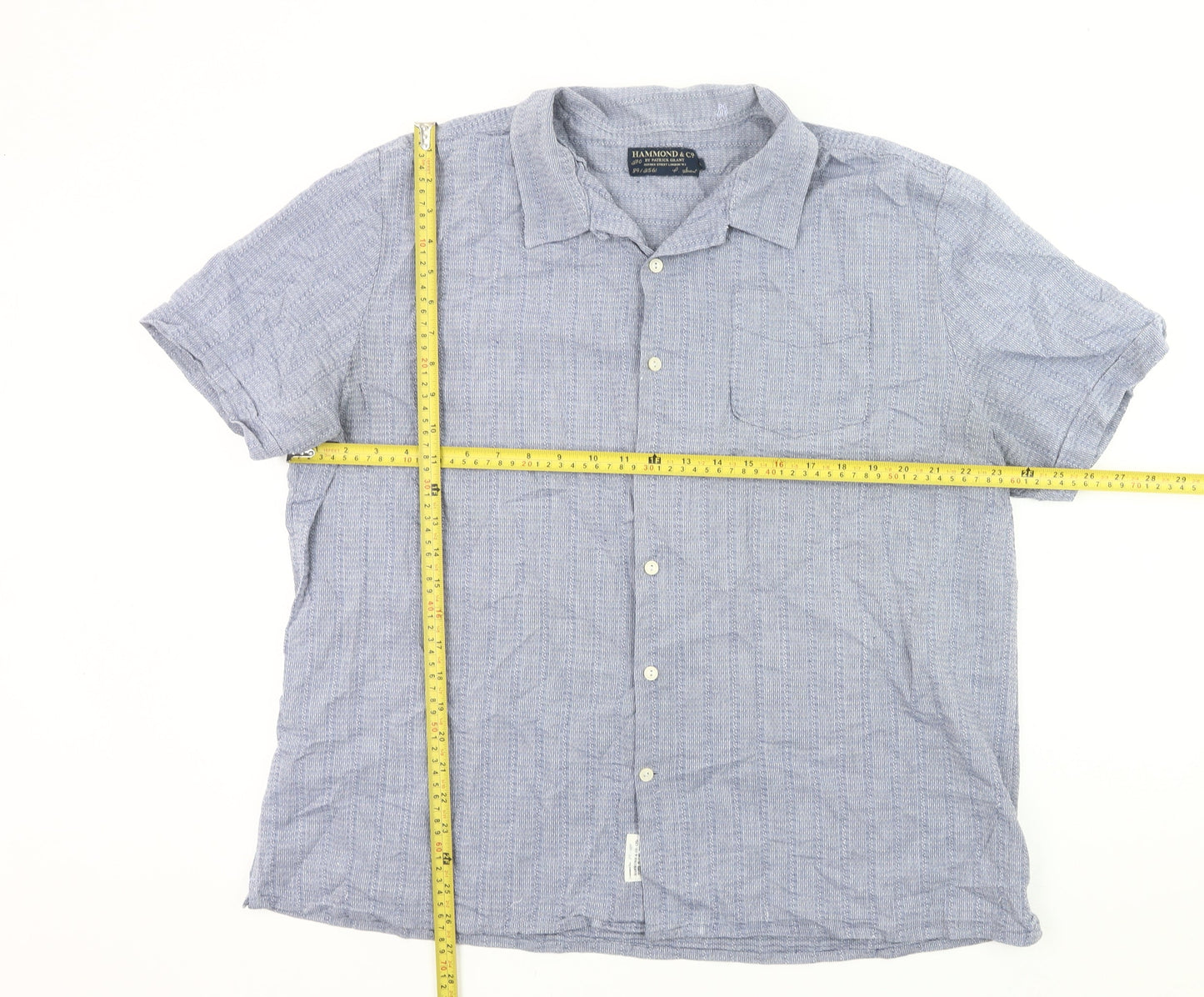 Hammond & Co Men’s Blue 2XL 50-52" Short Sleeve Cotton Button-Up Shirt