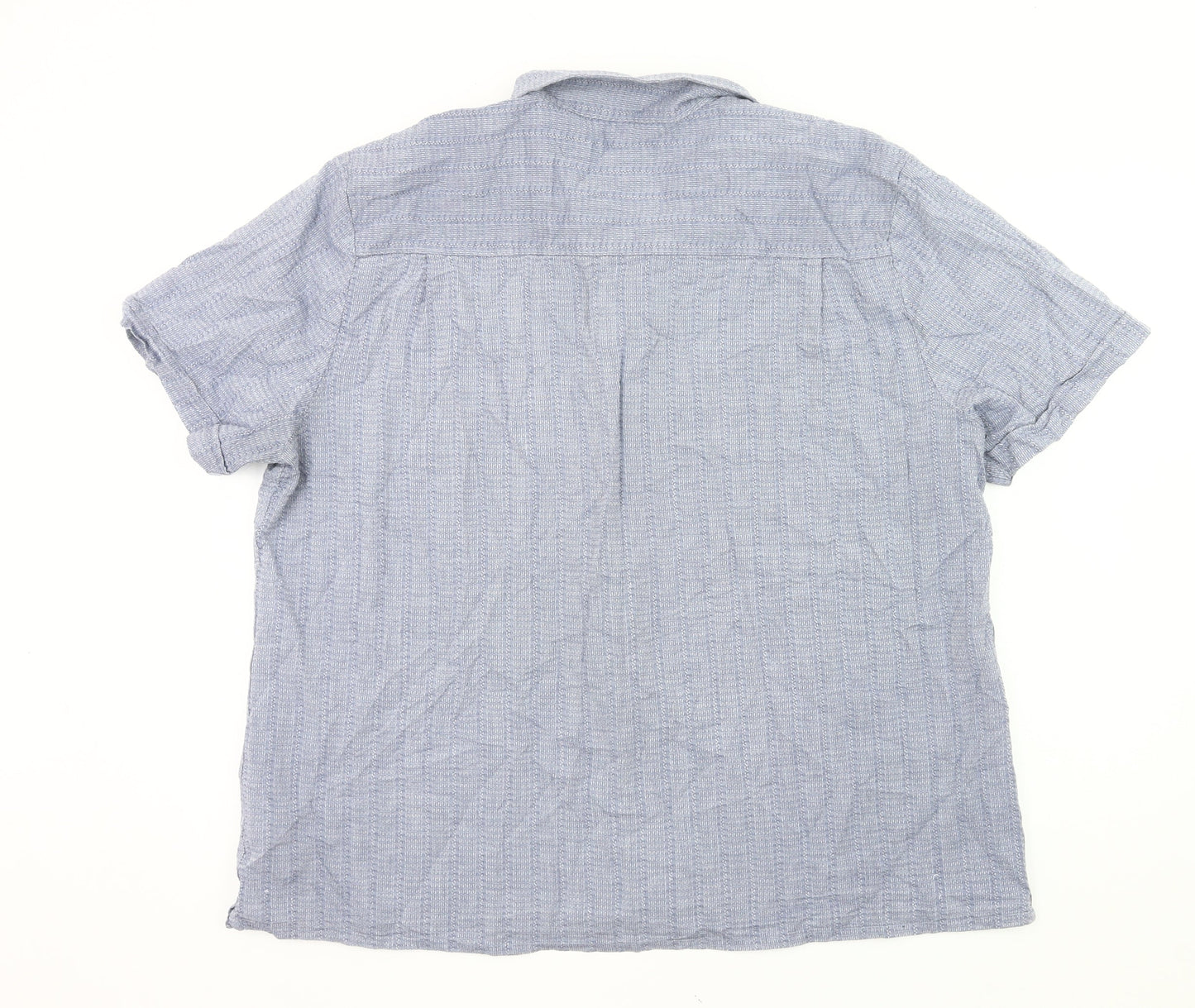 Hammond & Co Men’s Blue 2XL 50-52" Short Sleeve Cotton Button-Up Shirt