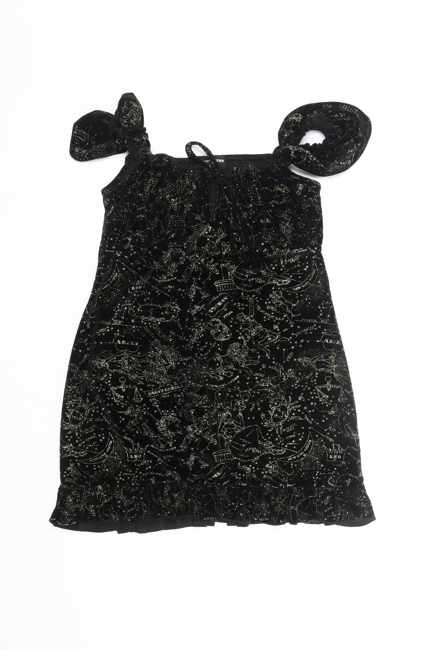 New Girl Order Women’s Black Size 12 Mini Velvet Star Print Party Dress