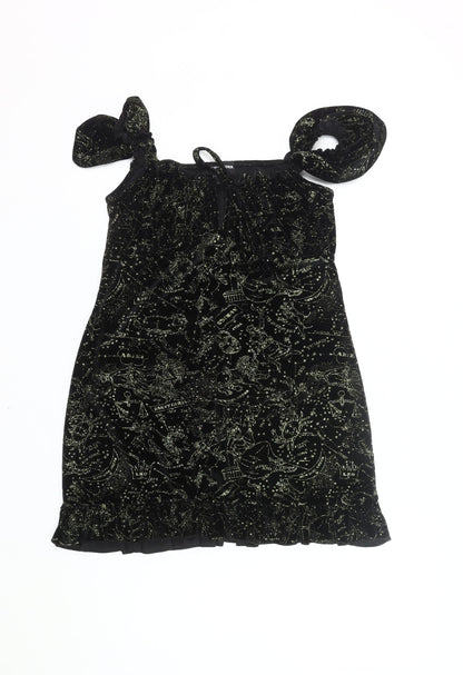 New Girl Order Women’s Black Size 12 Mini Velvet Star Print Party Dress