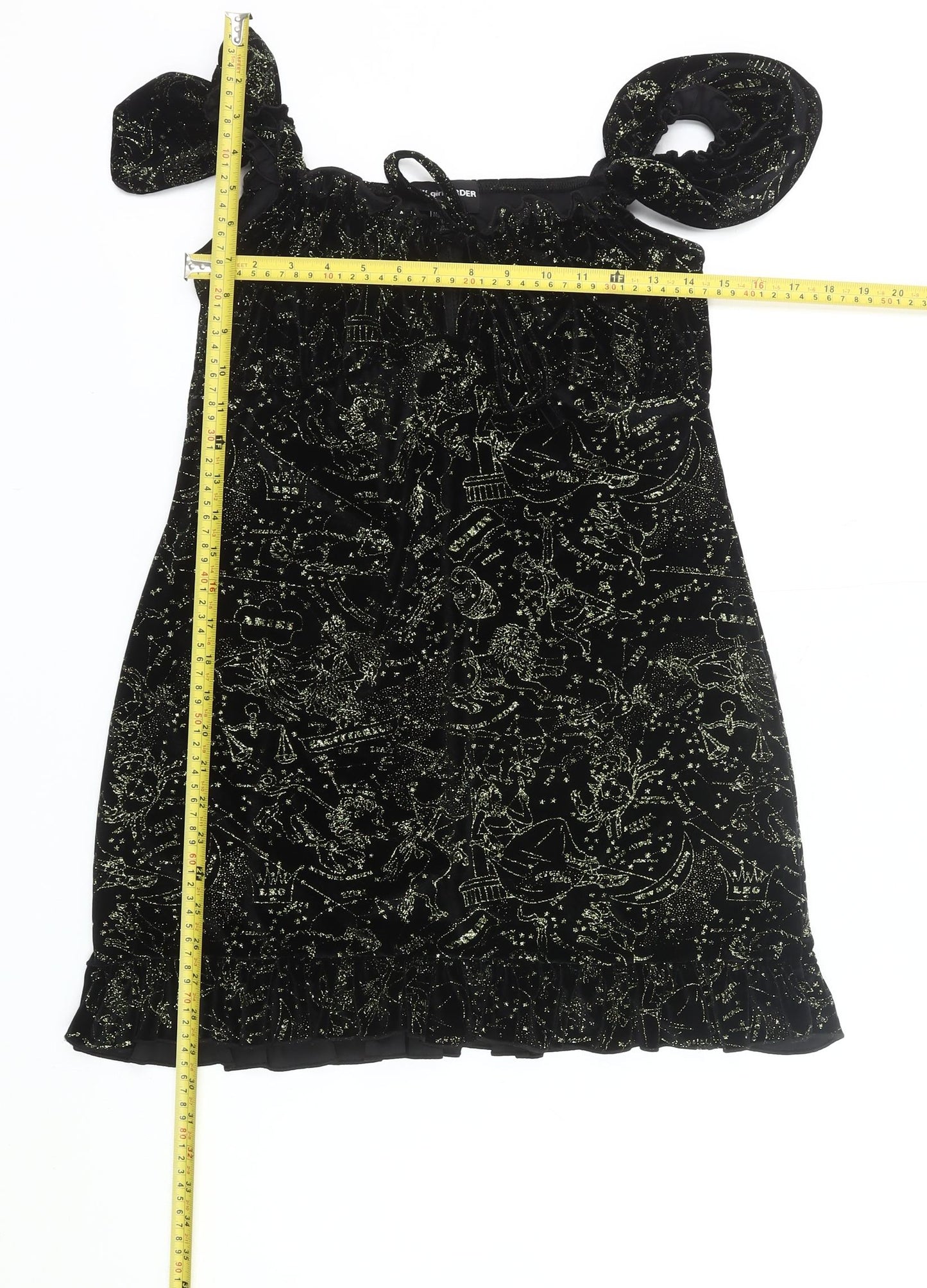 New Girl Order Women’s Black Size 12 Mini Velvet Star Print Party Dress