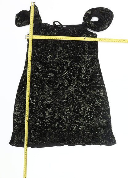New Girl Order Women’s Black Size 12 Mini Velvet Star Print Party Dress