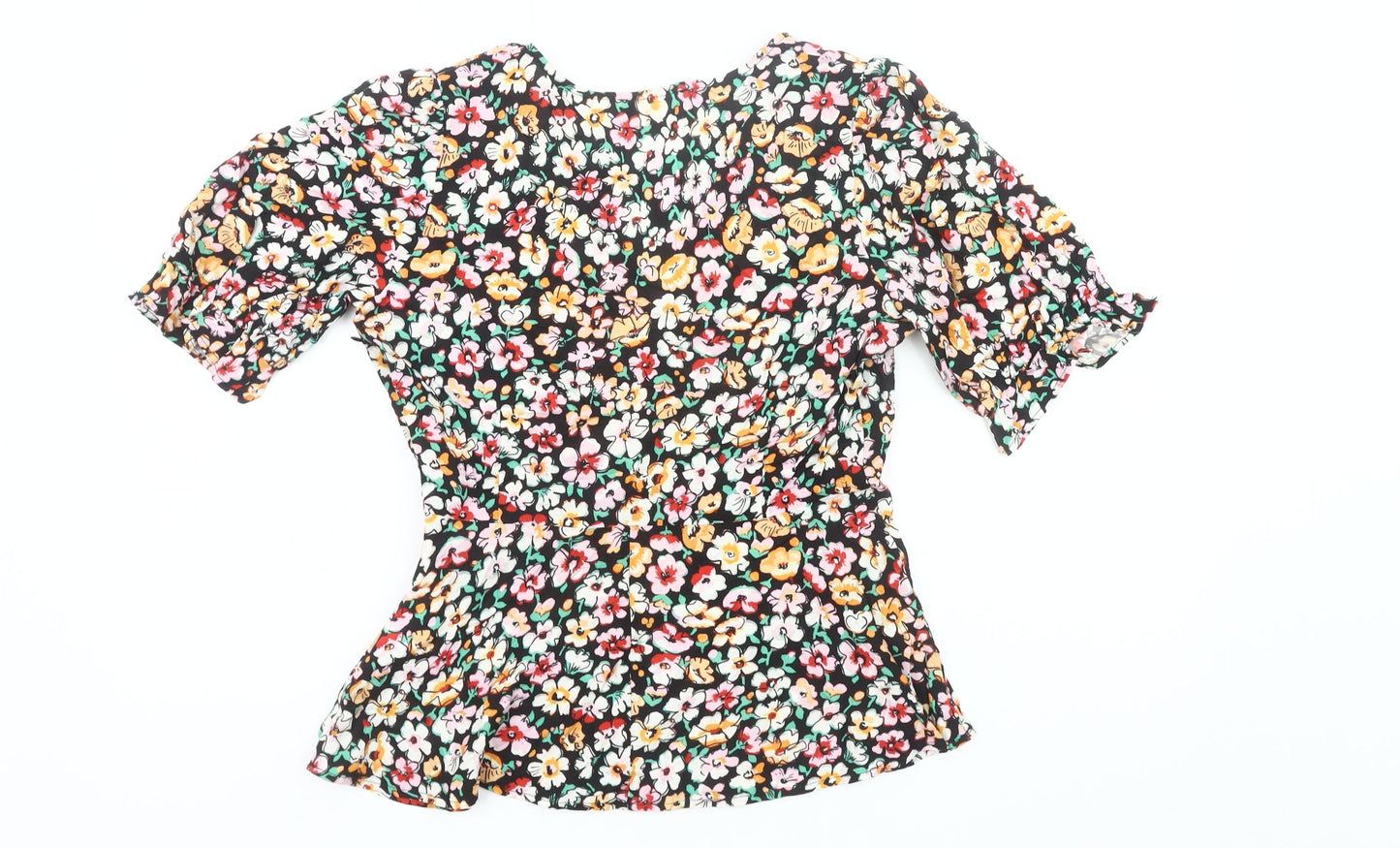 Finery Womens Multicoloured Floral Viscose Blouse Size 10 Tunic Puff Sleeve