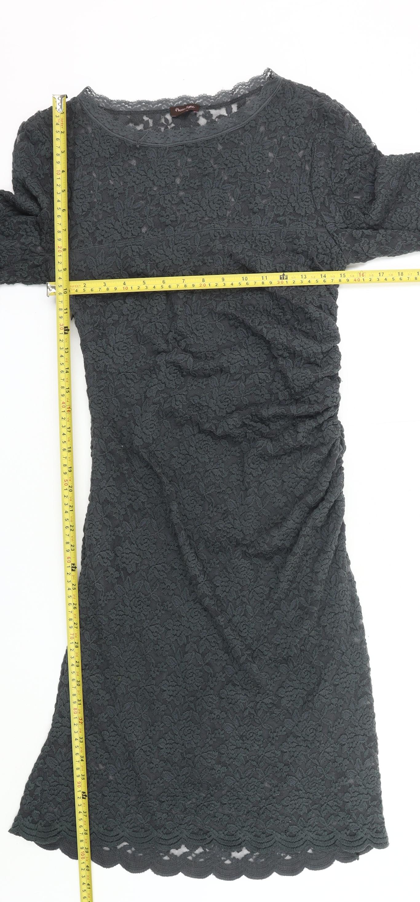 Phase Eight Women’s Black Lace Bodycon Dress Size 14 Knee Length