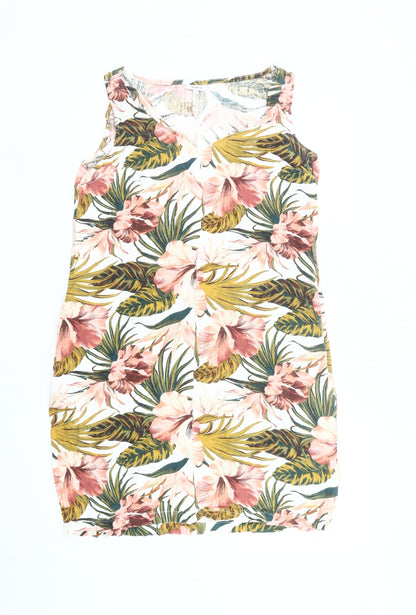 Next Women’s Multicoloured Floral Shift Dress Size 10 Linen Viscose