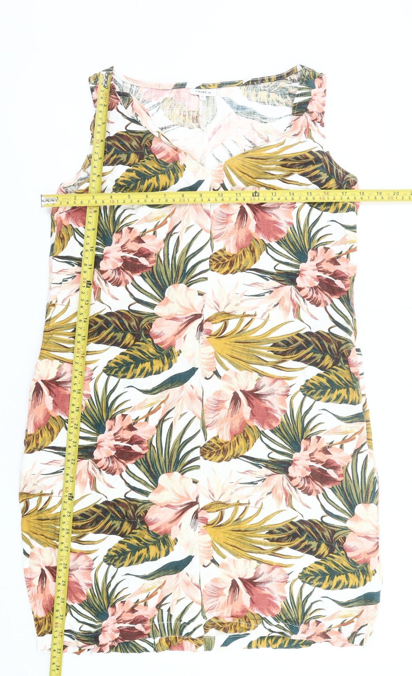 Next Women’s Multicoloured Floral Shift Dress Size 10 Linen Viscose