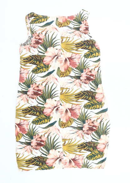 Next Women’s Multicoloured Floral Shift Dress Size 10 Linen Viscose
