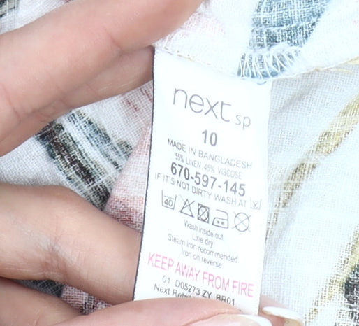 Next Women’s Multicoloured Floral Shift Dress Size 10 Linen Viscose
