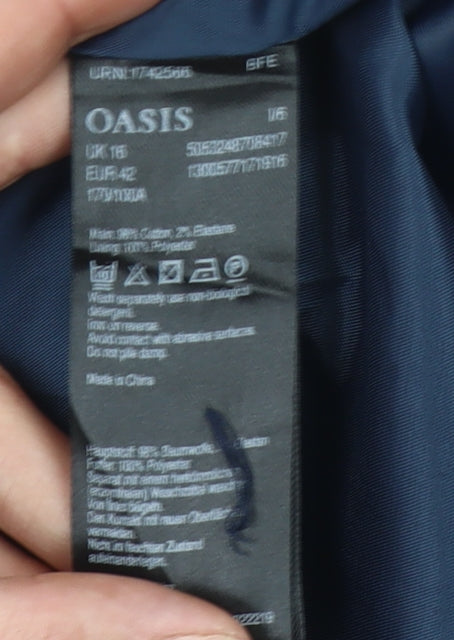 Oasis Women’s Blue Shift Dress Size 16 Sleeveless Lined