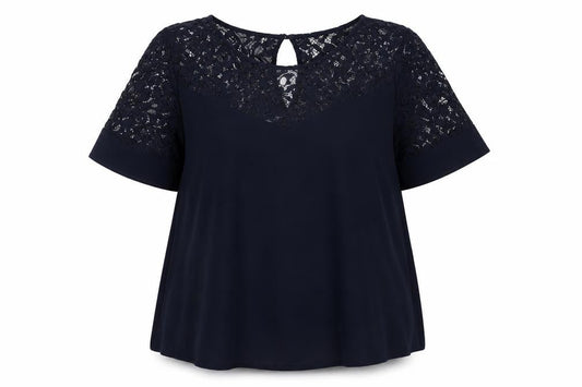 Peacocks Women’s Blue Lace Tunic Blouse Size 10 Short Sleeve