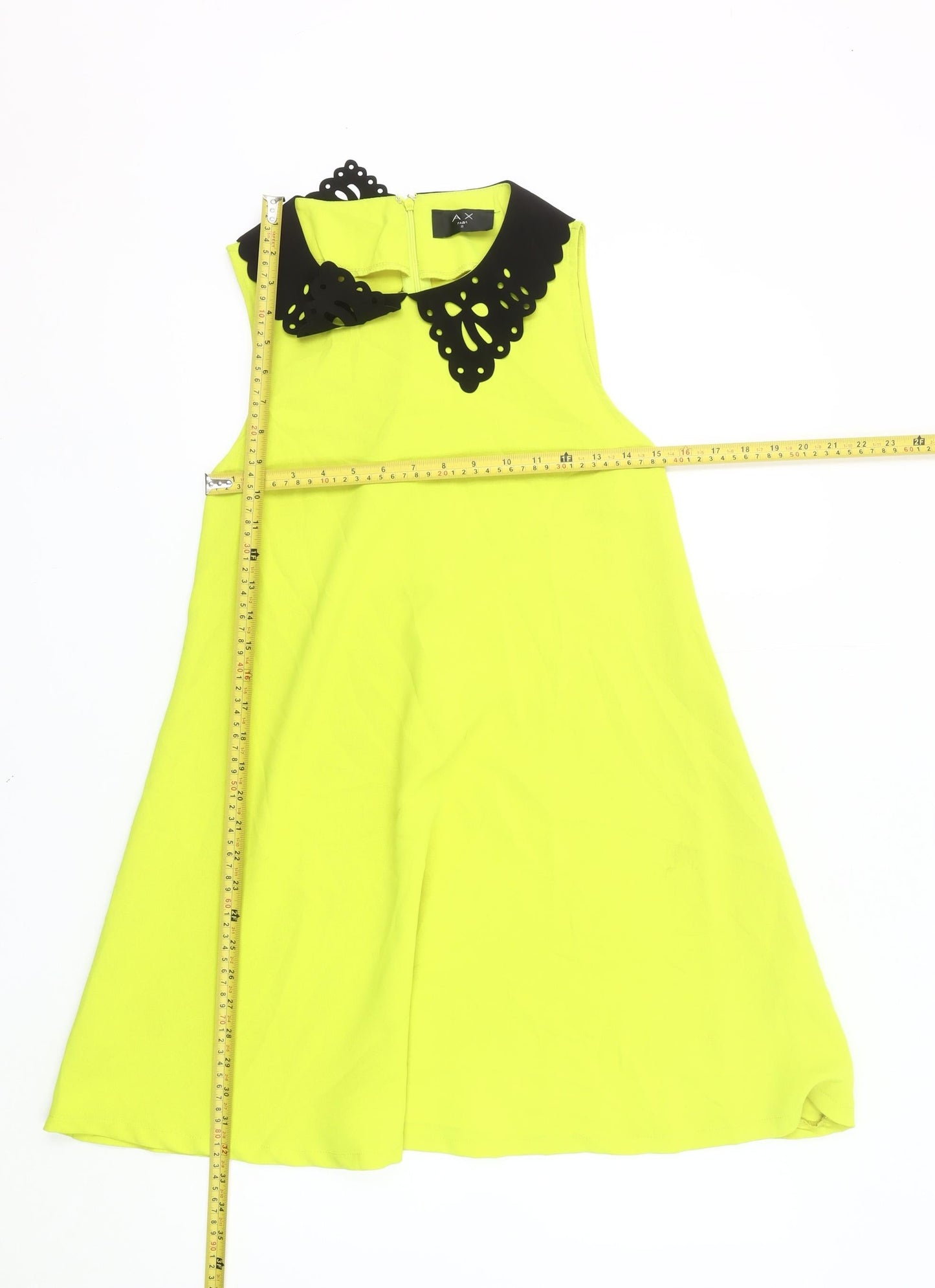 AX Paris Women’s Yellow Collared A-Line Dress Size 8 Sleeveless Party