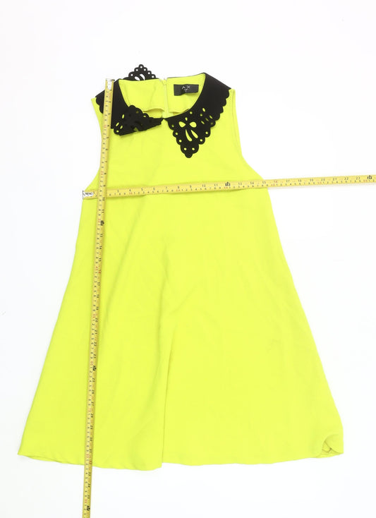AX Paris Women’s Yellow Collared A-Line Dress Size 8 Sleeveless Party