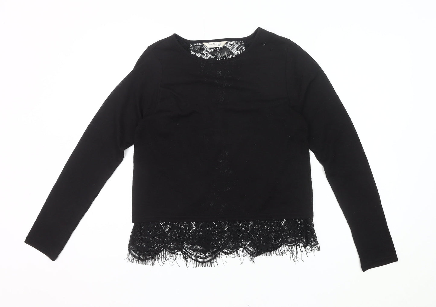 Miss Selfridge Women’s Black Lace Hem Tunic Blouse Size 10