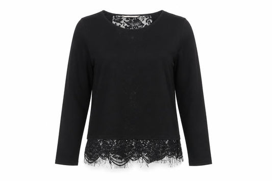 Miss Selfridge Women’s Black Lace Hem Tunic Blouse Size 10