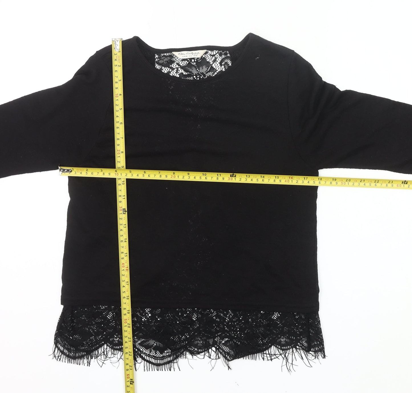 Miss Selfridge Women’s Black Lace Hem Tunic Blouse Size 10
