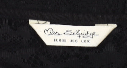 Miss Selfridge Women’s Black Lace Hem Tunic Blouse Size 10