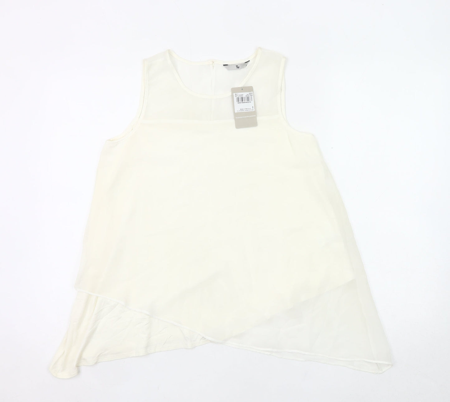 Tu Women’s Ivory Sleeveless Tunic Blouse Size 8 Viscose Blend