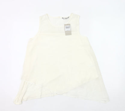 Tu Women’s Ivory Sleeveless Tunic Blouse Size 8 Viscose Blend