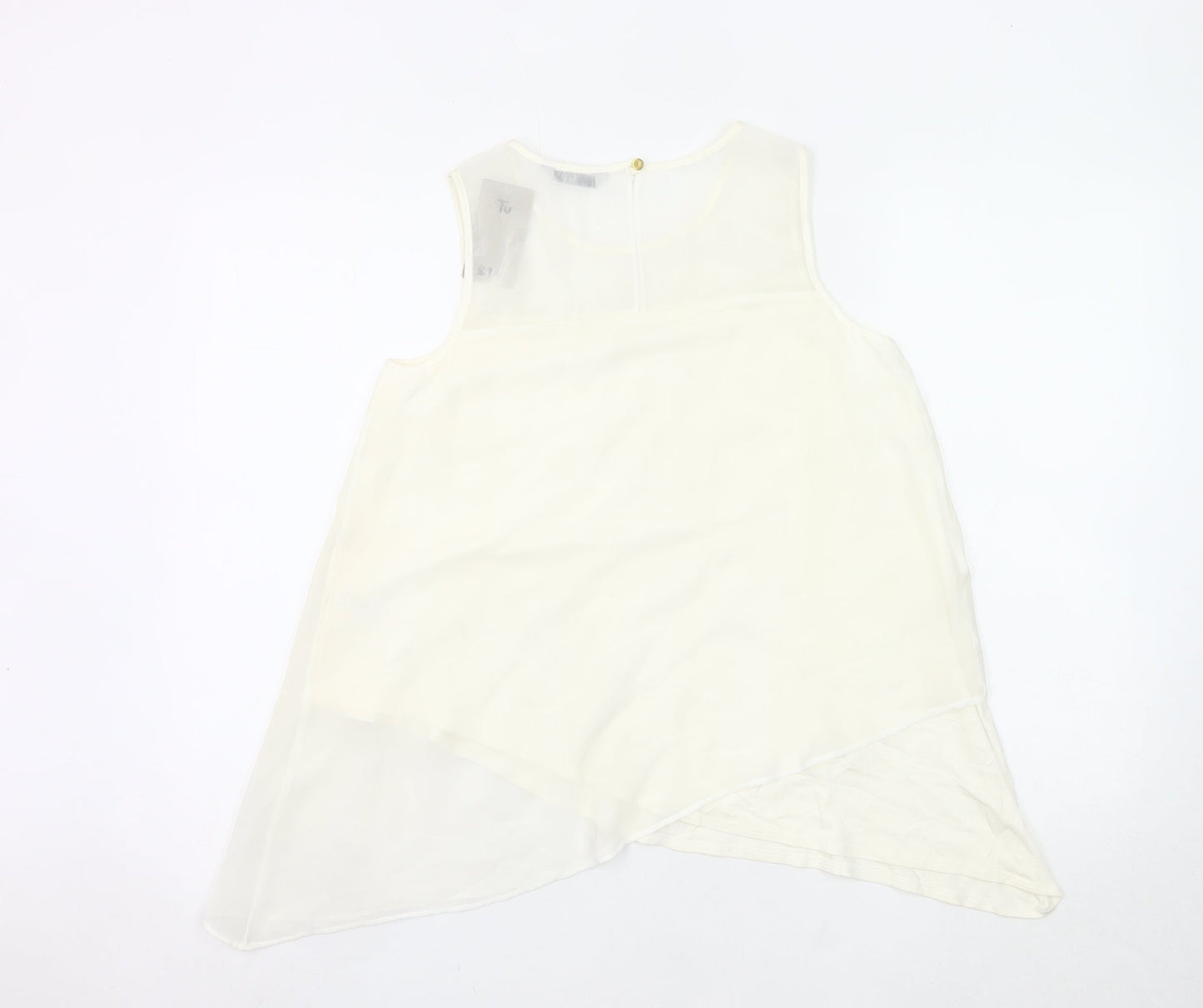 Tu Women’s Ivory Sleeveless Tunic Blouse Size 8 Viscose Blend