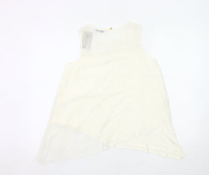 Tu Women’s Ivory Sleeveless Tunic Blouse Size 8 Viscose Blend