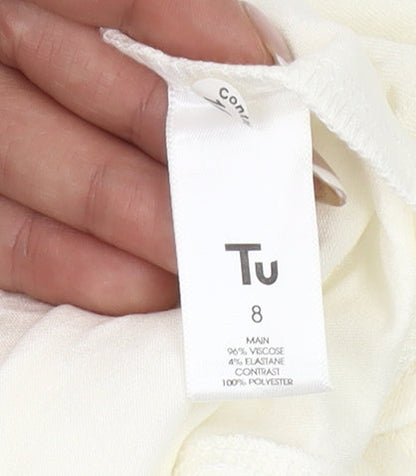 Tu Women’s Ivory Sleeveless Tunic Blouse Size 8 Viscose Blend