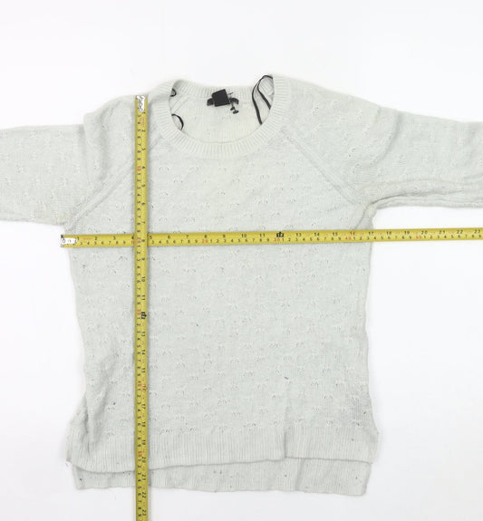 H&M Women’s Grey Angora Wool Blend Crew Neck Pullover Jumper S