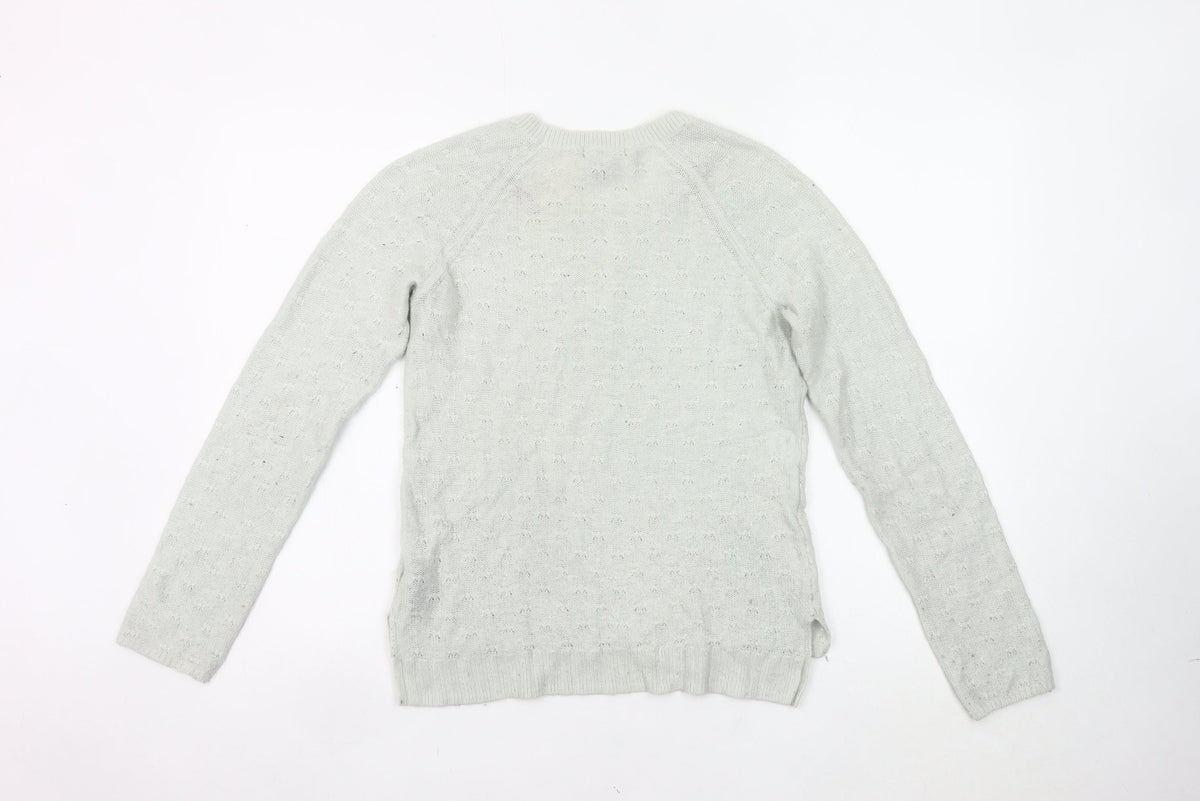 H&M Women’s Grey Angora Wool Blend Crew Neck Pullover Jumper S