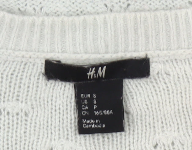 H&M Women’s Grey Angora Wool Blend Crew Neck Pullover Jumper S