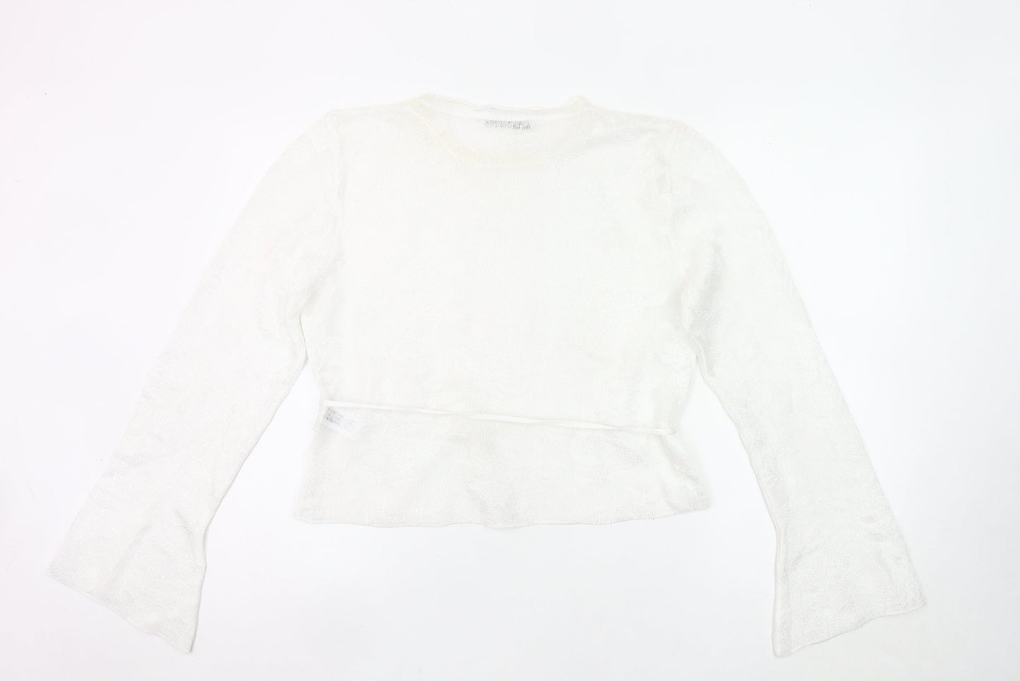 Zara Women’s White Knit Wrap Blouse Top XL Long Sleeve Flared