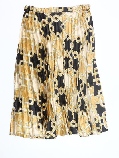 H&M Women’s Multicoloured Geometric Pleated Midi Skirt XL