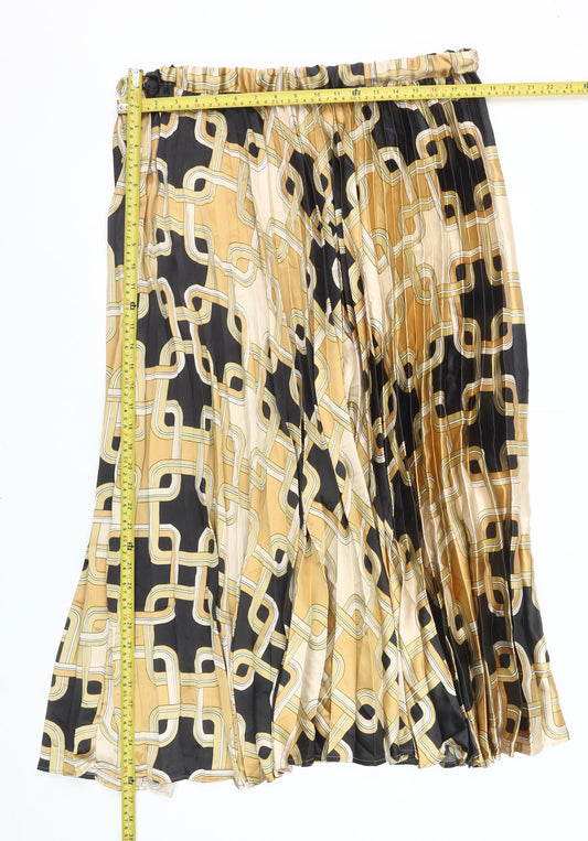 H&M Women’s Multicoloured Geometric Pleated Midi Skirt XL