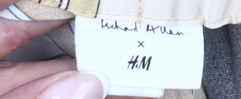 H&M Women’s Multicoloured Geometric Pleated Midi Skirt XL