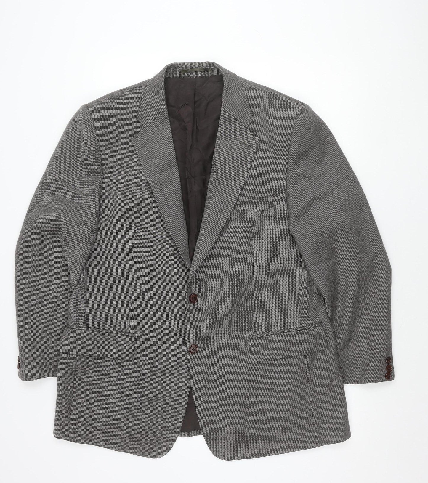 Magee Men's Grey Wool Herringbone Blazer Jacket 44R Classic Fit