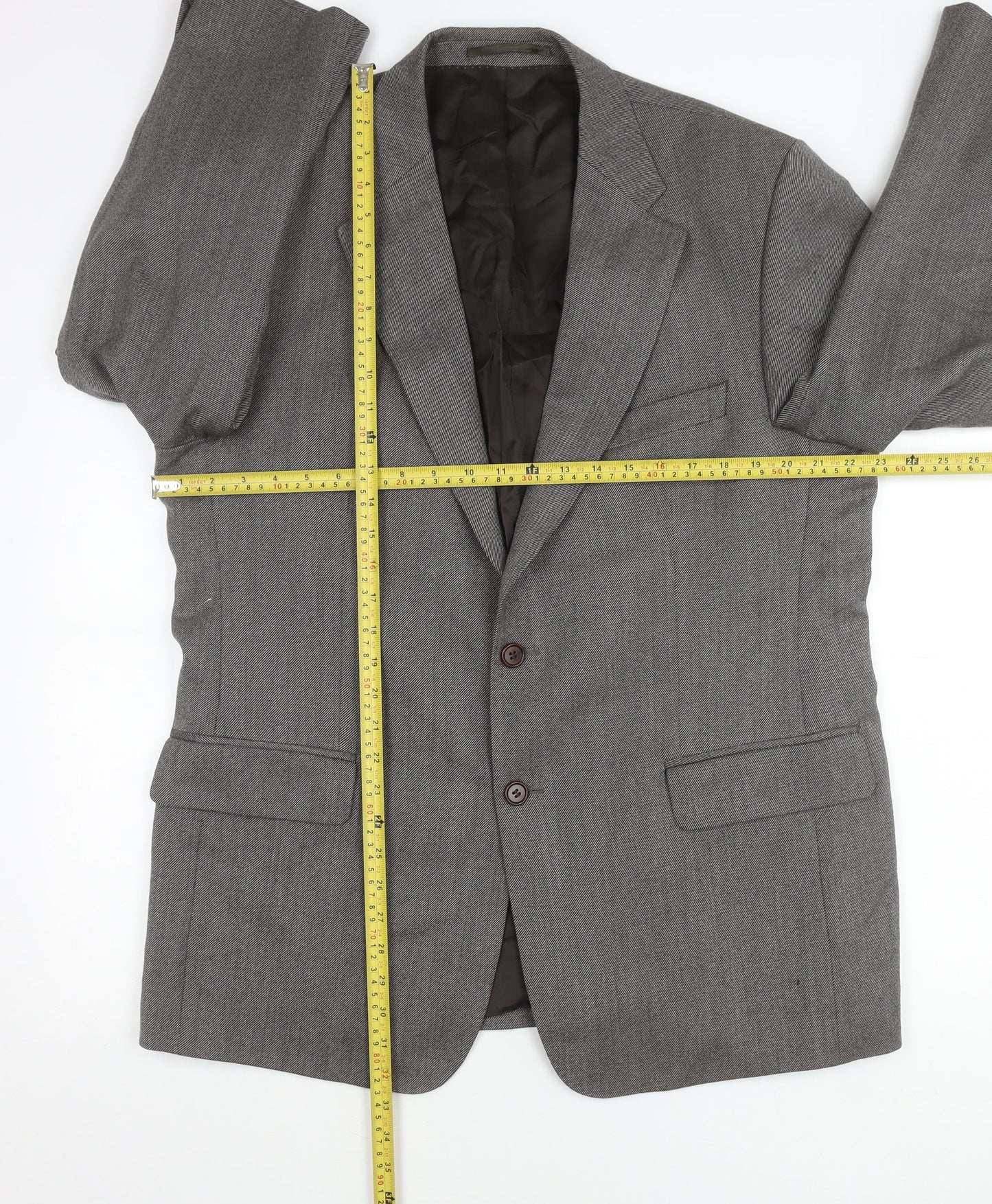 Magee Men's Grey Wool Herringbone Blazer Jacket 44R Classic Fit