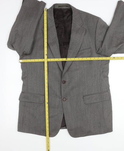 Magee Men's Grey Wool Herringbone Blazer Jacket 44R Classic Fit