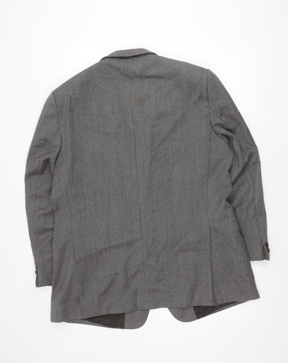 Magee Men's Grey Wool Herringbone Blazer Jacket 44R Classic Fit